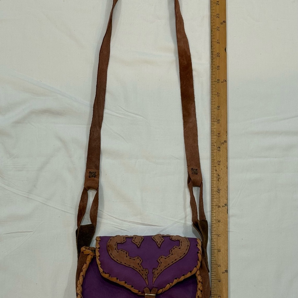 Handmade Purple and Brown Women's Bag - Picture 6 of 7